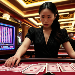 **

Prompt: A dramatic scene depicting a luxury casino in Macau, with blurred figures representing high rollers. In the foreground, a stern-looking authority figure (possibly female) examines documents, symbolizing the crackdown on money laundering. The background subtly shows flashing neon lights contrasting with the seriousness of the foreground activity. Focus on conveying tension and investigation.

**
