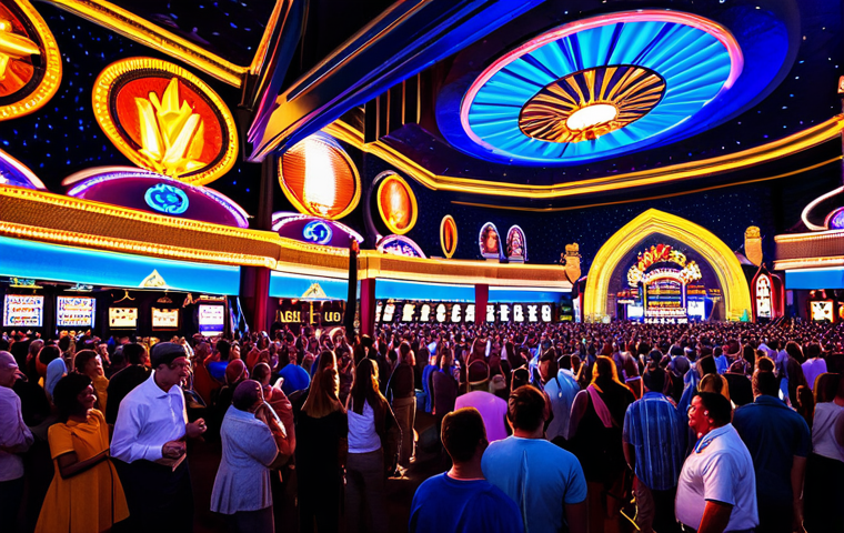 Las Vegas Entertainment**
"A vibrant scene in Las Vegas, showing a fully clothed diverse crowd enjoying a live stage show. Background includes iconic casino architecture and bright lights. Appropriate attire, safe for work, professional photography, perfect anatomy, natural proportions, family-friendly environment, high resolution."
**